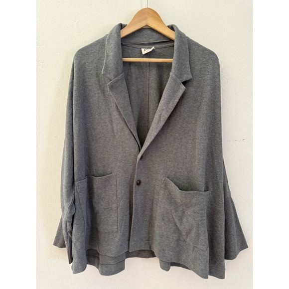 Pact Sweaters - Pact Organic Cotton Knit Blazer Cardigan XL‎ Charcoal Grey Single Button Pocket